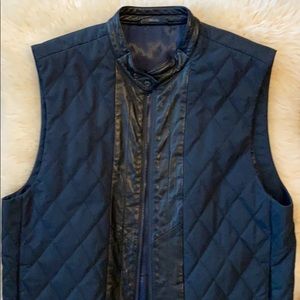 Vince sheepskin leather-paneled quilted vest